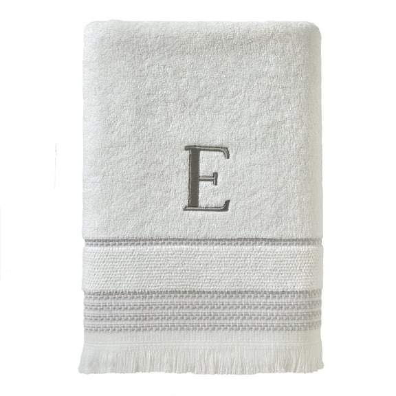 SKL Home Casual Monogram Bath Towel, "E", White