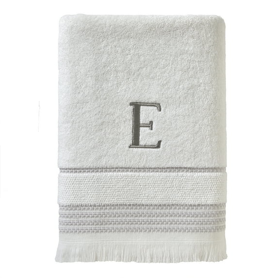 SKL Home Casual Monogram Bath Towel, "E", White