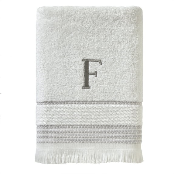 SKL Home Casual Monogram Bath Towel, "F", White