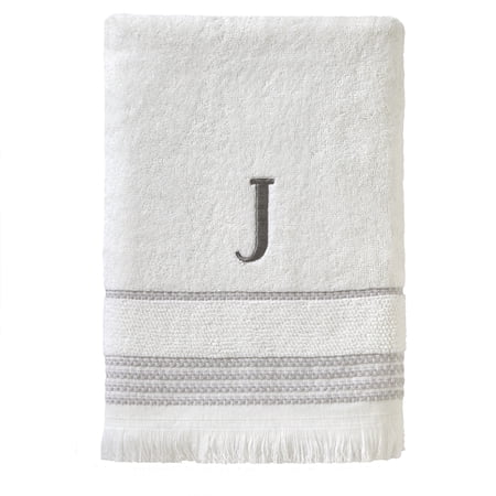 SKL Home Casual Monogram Bath Towel, "J", White