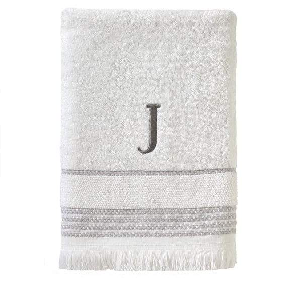 SKL Home Casual Monogram Bath Towel, "J", White