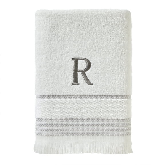 SKL Home Casual Monogram Bath Towel, "R", White
