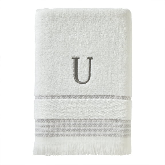 SKL Home Casual Monogram Bath Towel, "U", White