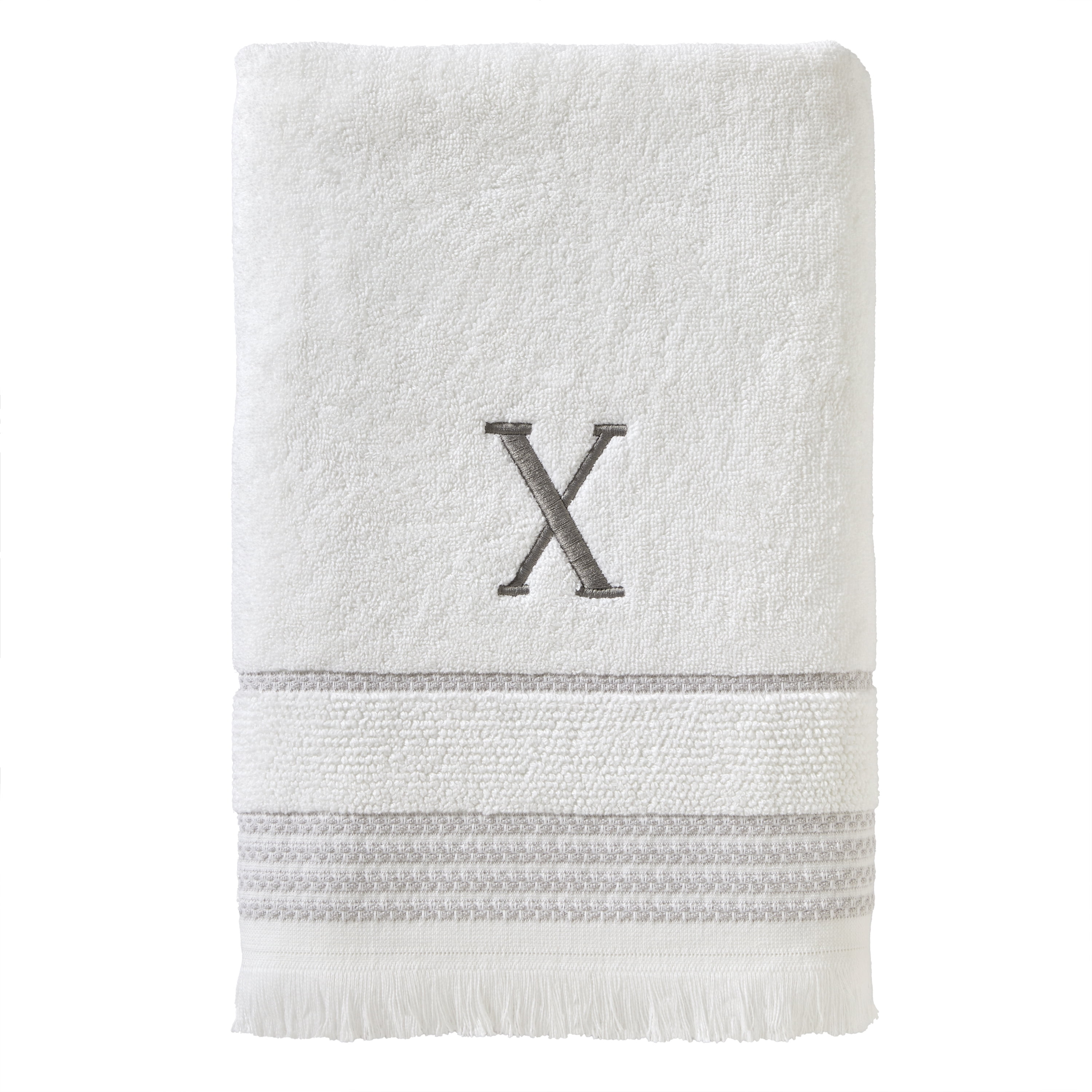 SKL Home Casual Monogram Bath Towel, "X",  White