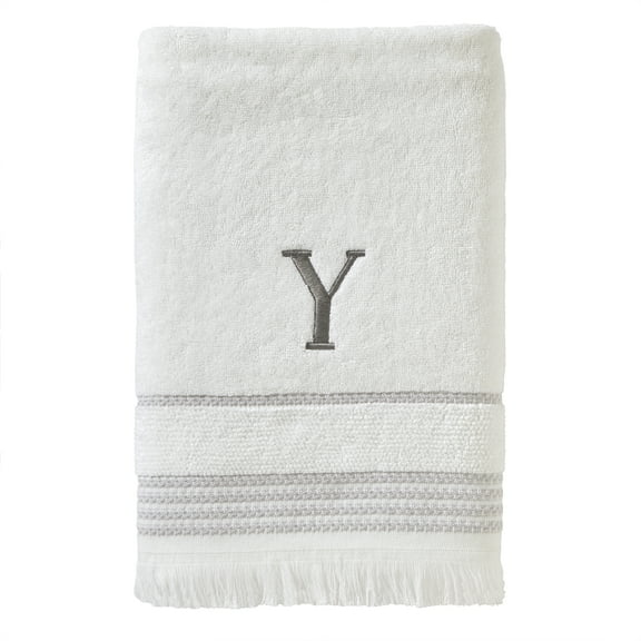 SKL Home Casual Monogram Bath Towel, "Y", White