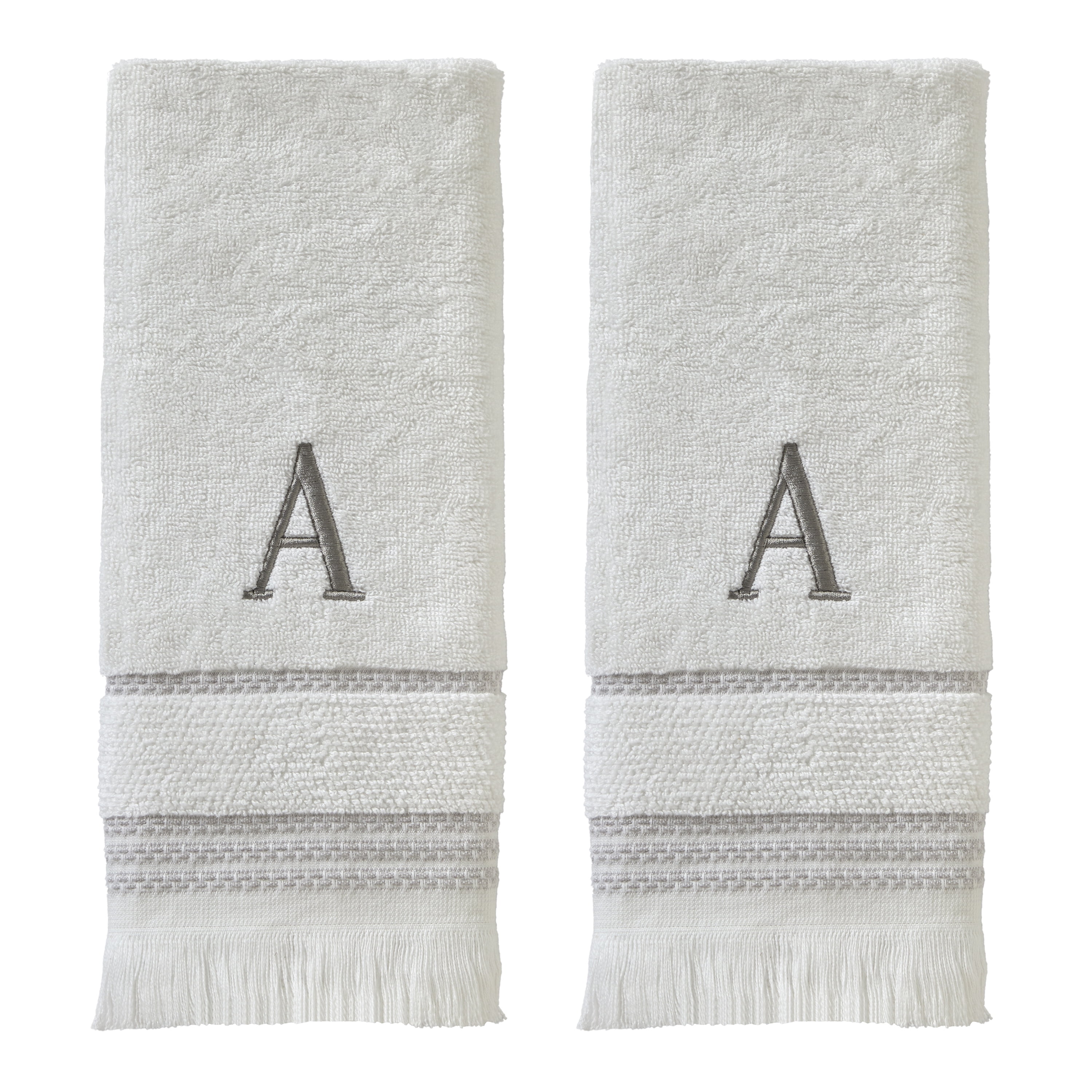 SKL Home Casual Monogram Hand Towel (2-Pack), "A", White