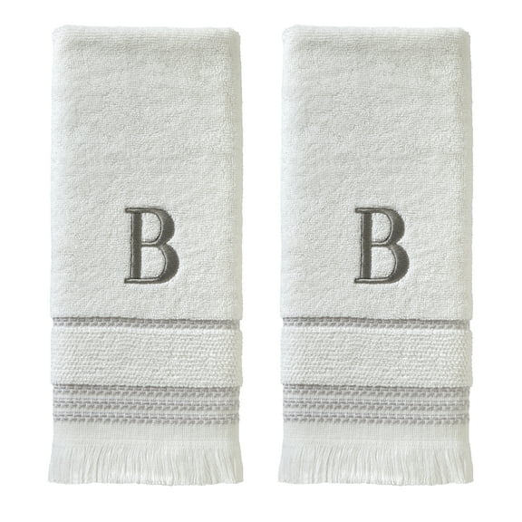 SKL Home Casual Monogram Hand Towel (2-Pack), "B", White