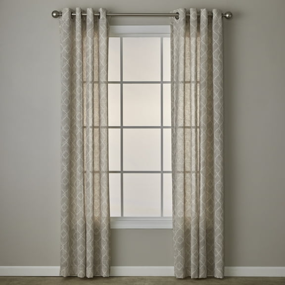 SKL Home Chainlink Curtain Panel, Linen, 52x63