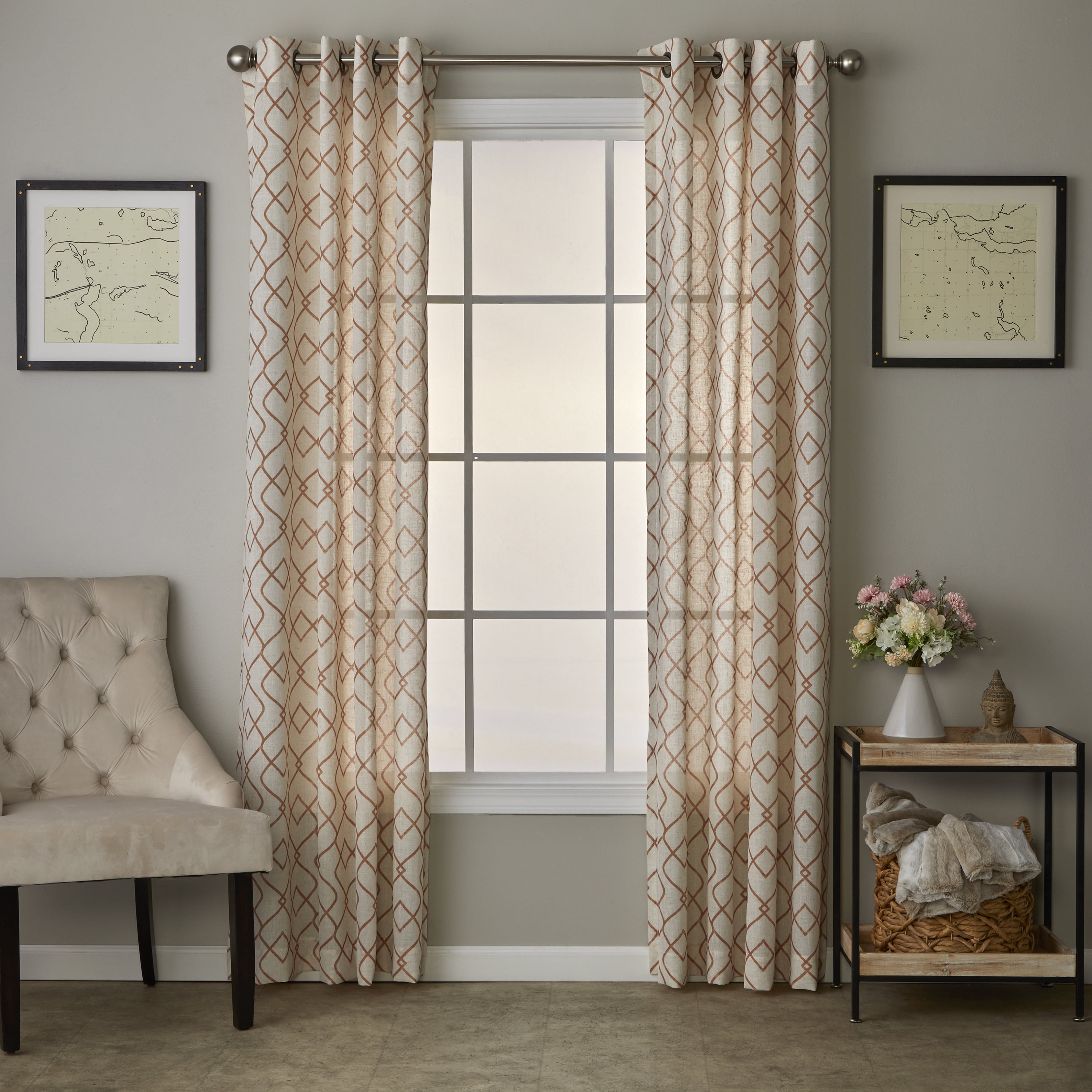 SKL Home Chainlink Curtain Panel, Spice, 52x84