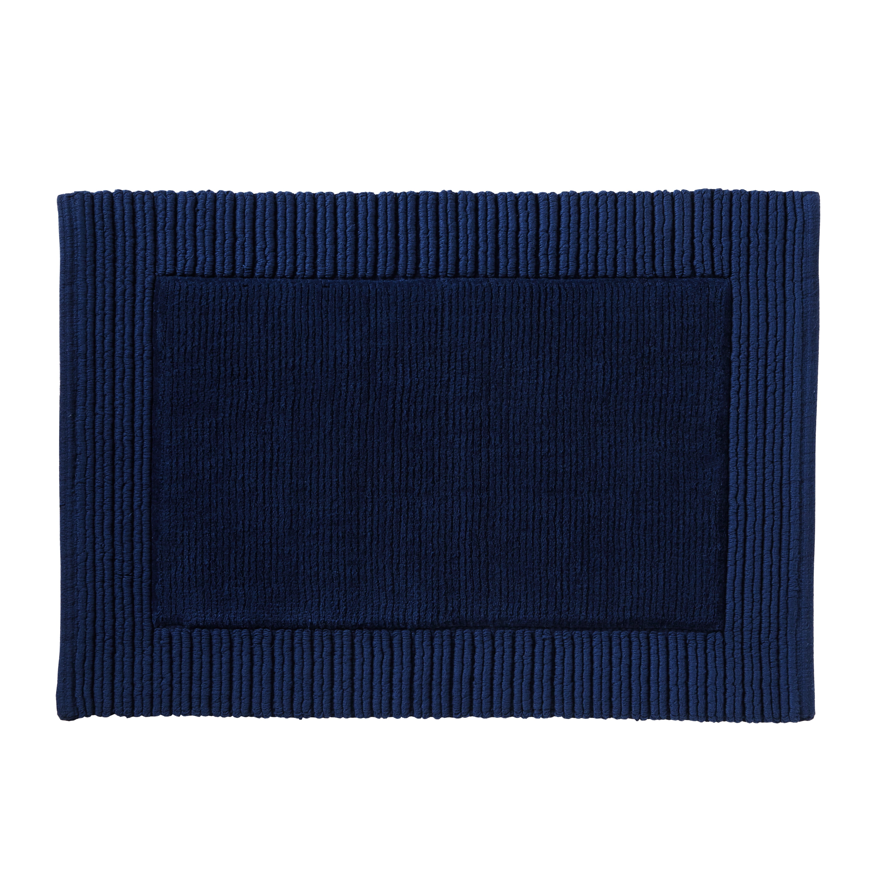 Navy Blue Cotton Ribbed Bath Rug 22" x 32"
