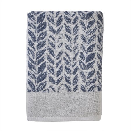 SKL Home Distressed Leaves Bath Towel, Denim Blue