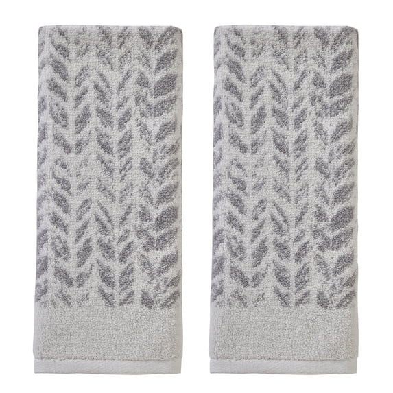 SKL Home Distressed Leaves Hand Towel (2-Pack),Gray
