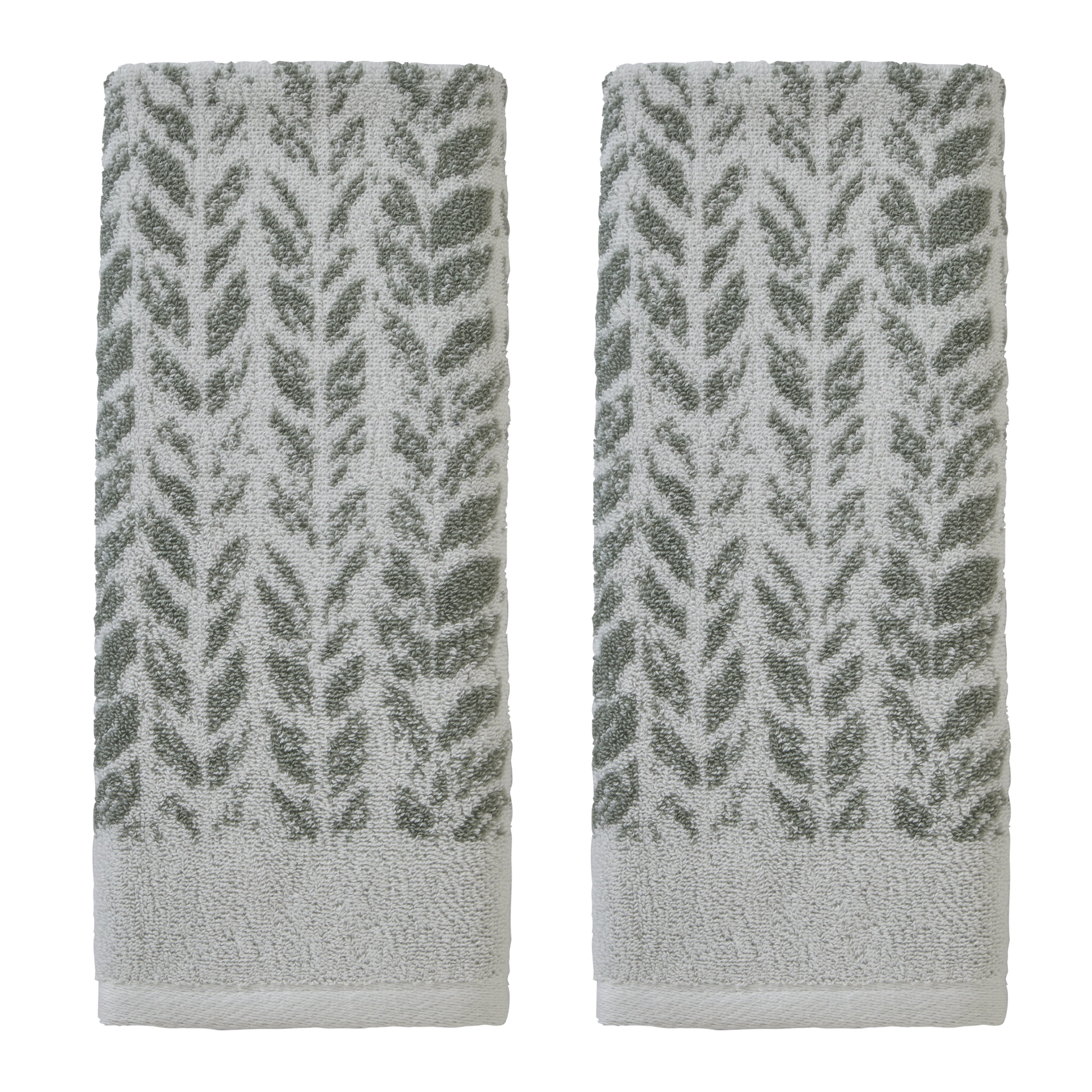 SKL Home Distressed Leaves Hand Towel (2-Pack),Sage