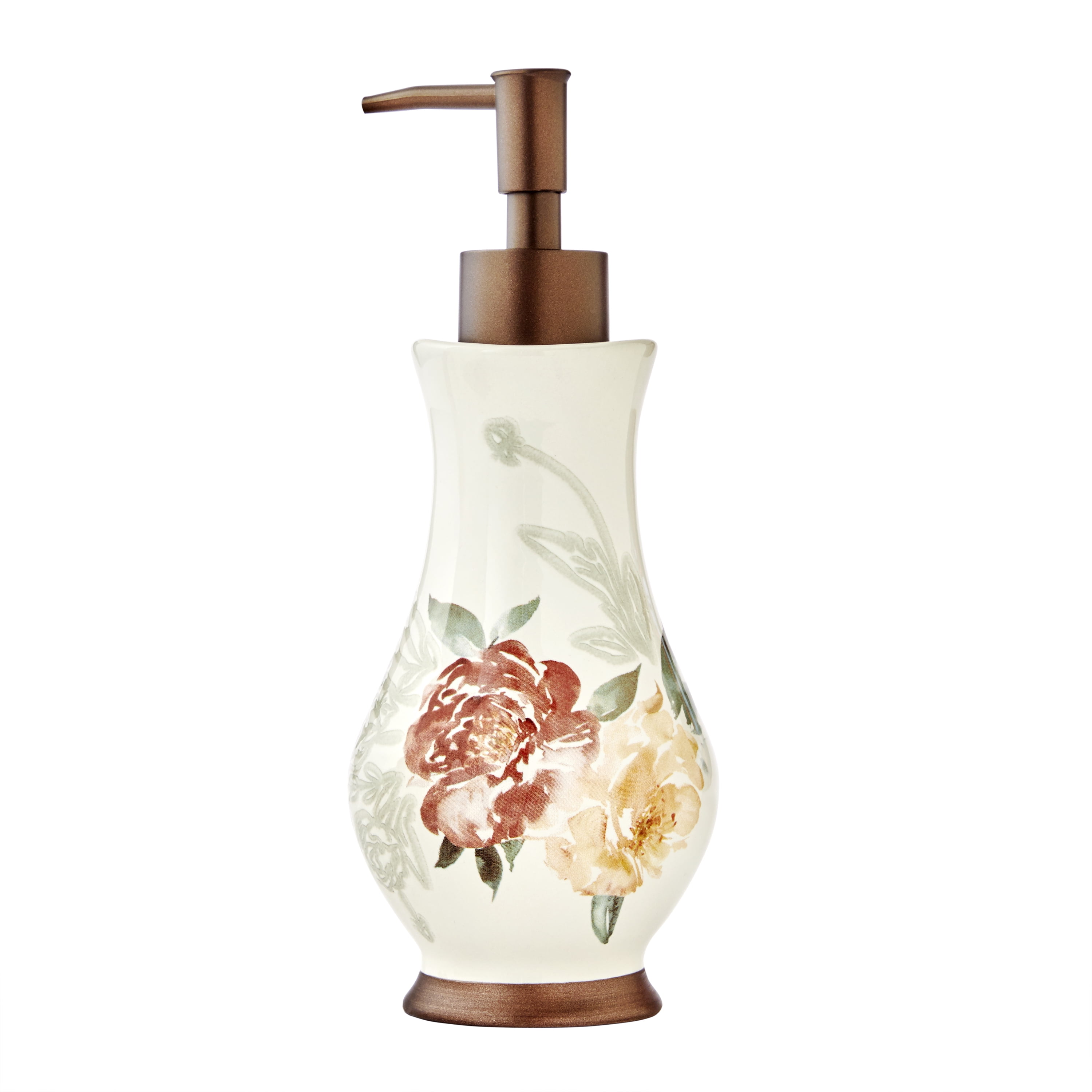 Holland Floral Antique Bronze Ceramic Soap Dispenser