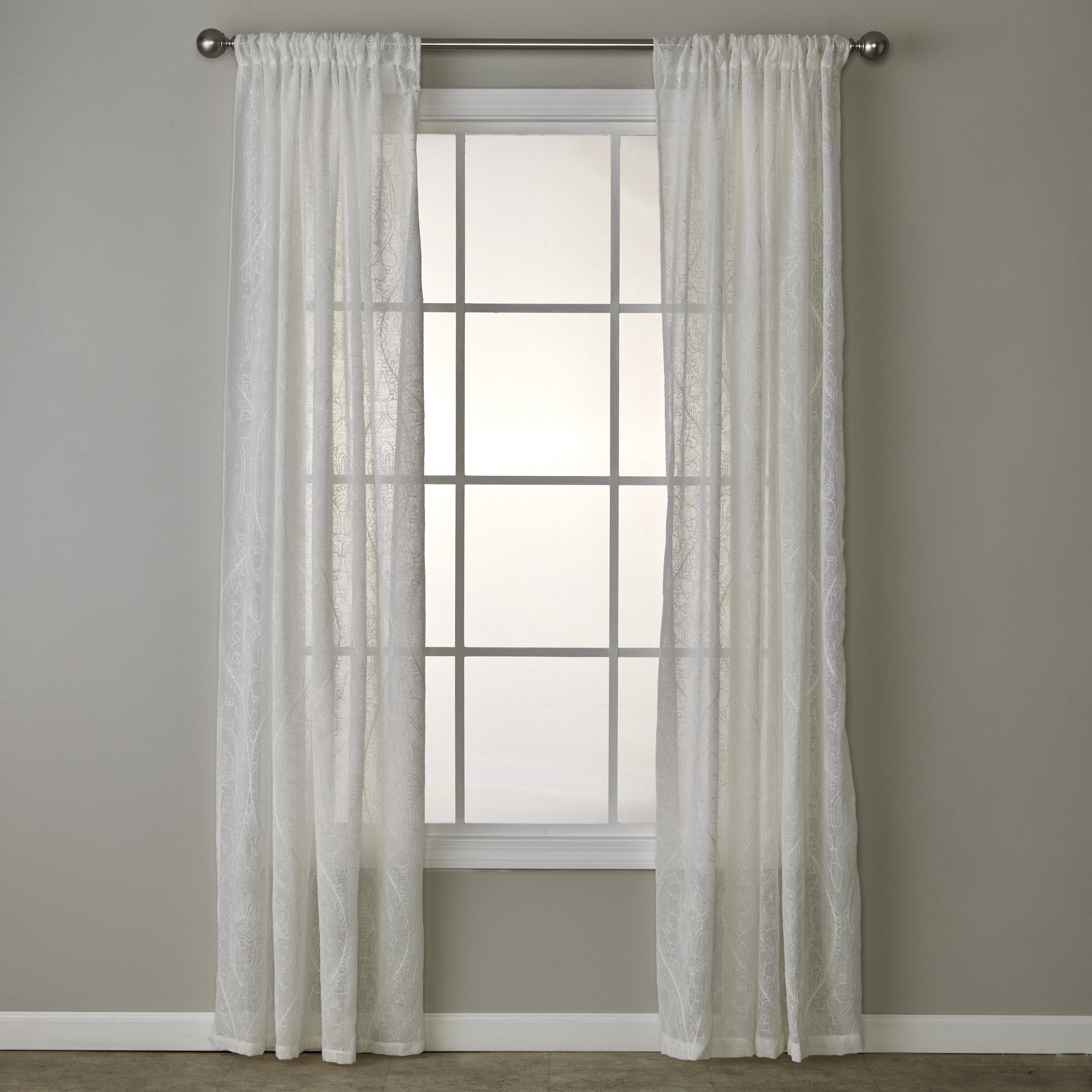 SKL Home Isabella Lace Curtain Panel, White, 52x84