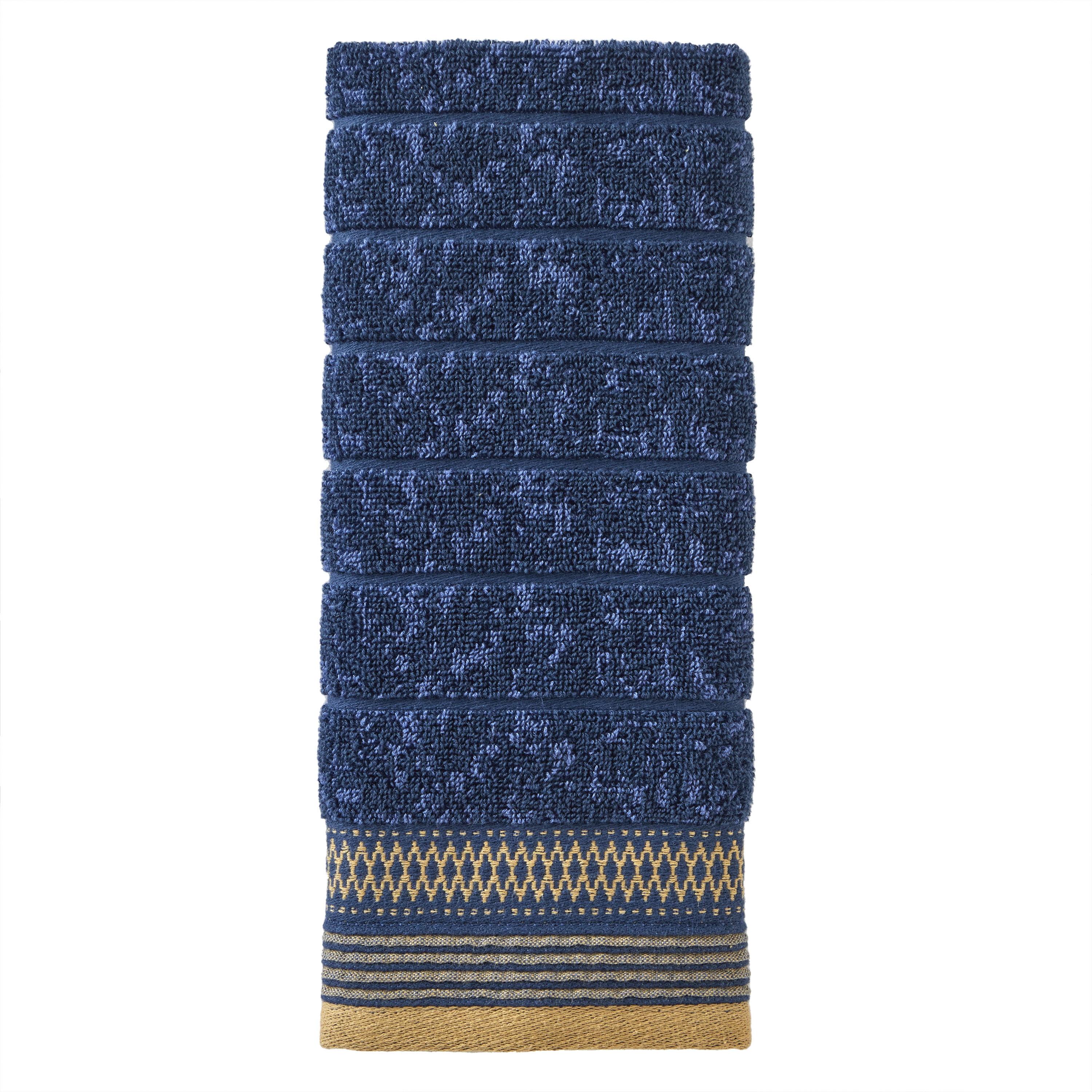 Juxtapose Blue Cotton Hand Towel Set with Decorative Trim