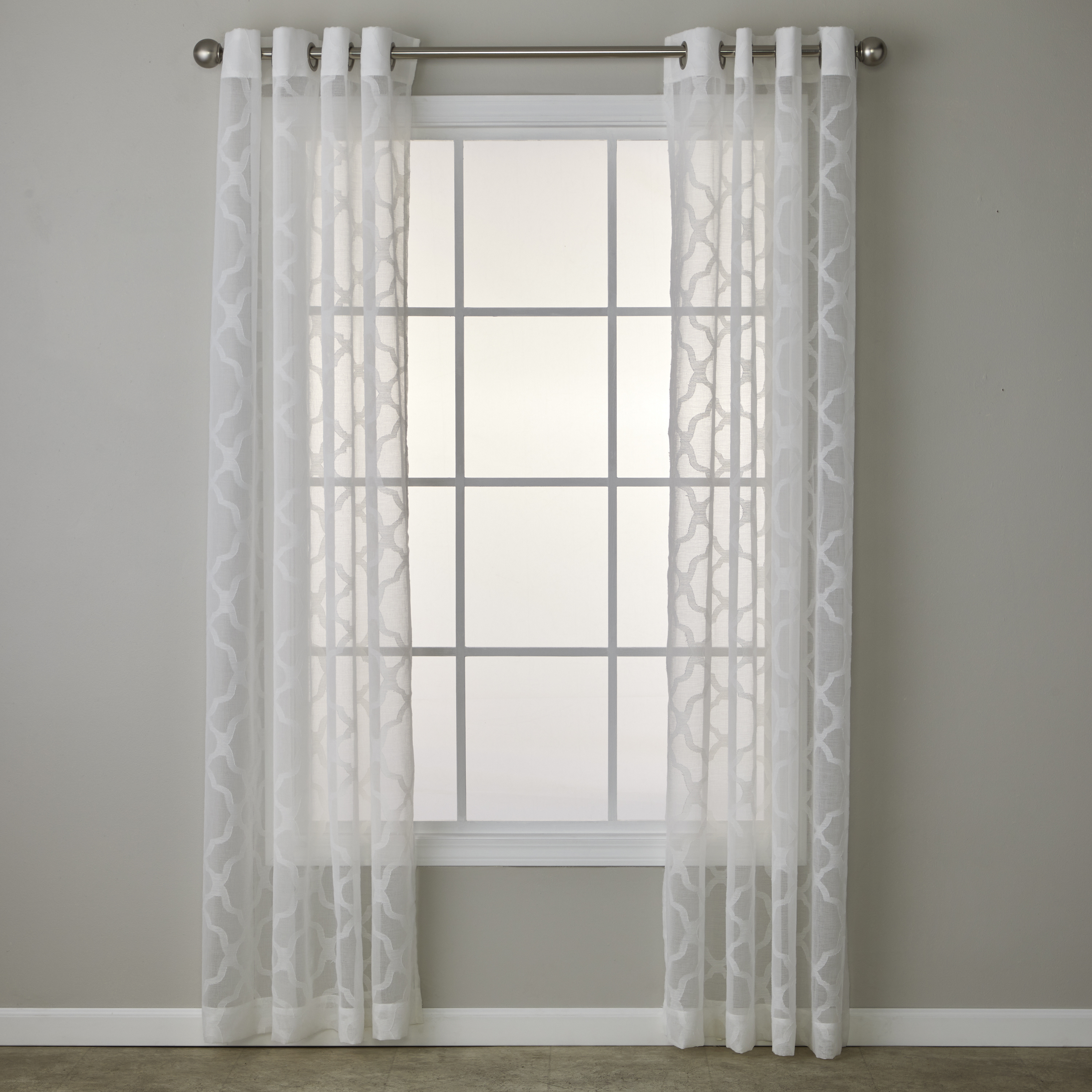 SKL Home Lattice Rod Pocket Sheer Curtain Panel, 56" x 63"