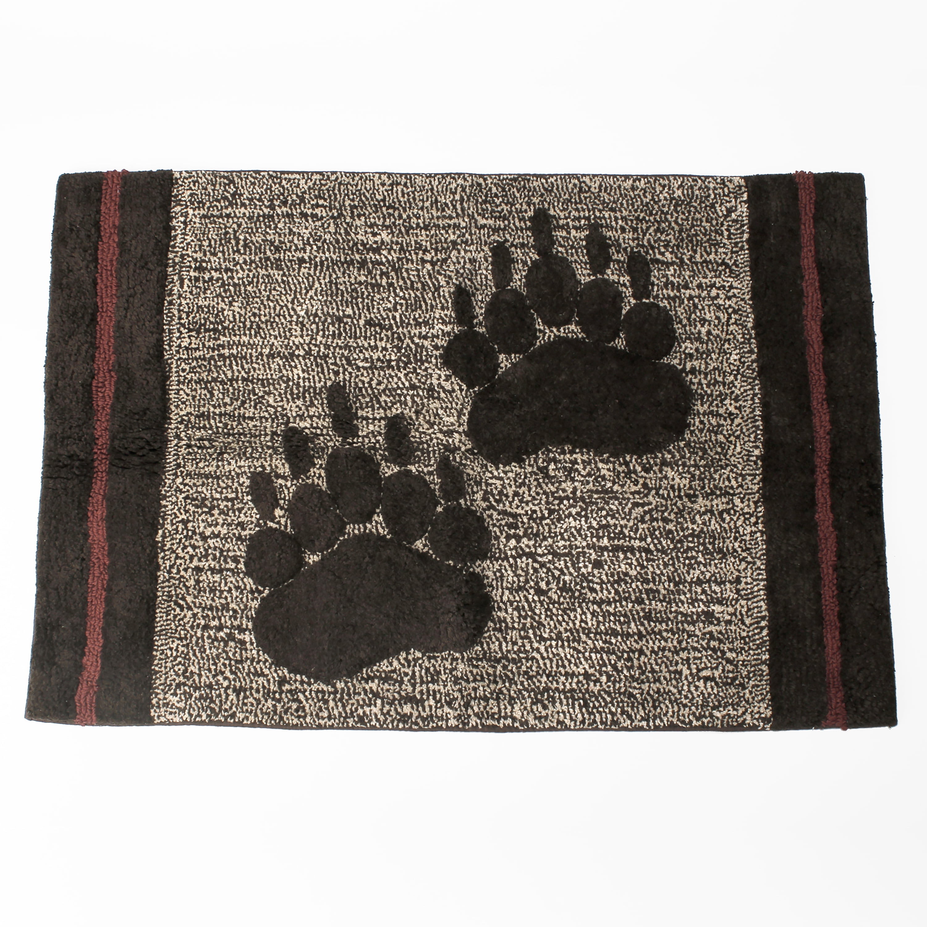 Chocolate Brown Cotton Bath Rug with Bear Paw Prints