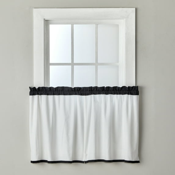 SKL Home Marrisa Tier Curtain Pair, Black, 56x36