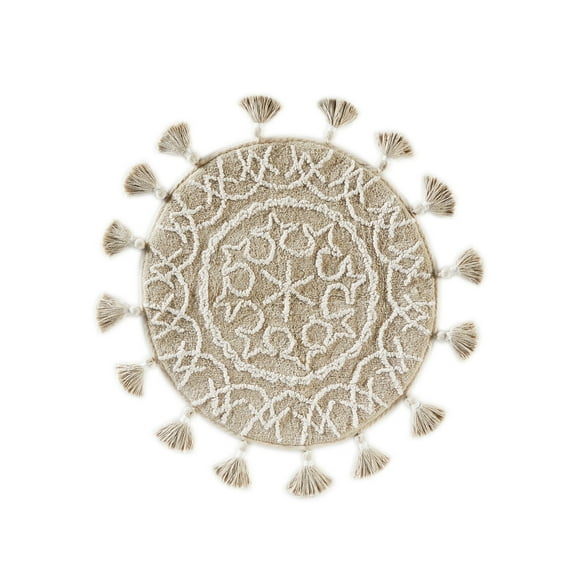 SKL Home Medallia Bath Rug, Natural, 25" x 25" Round, 100% Cotton