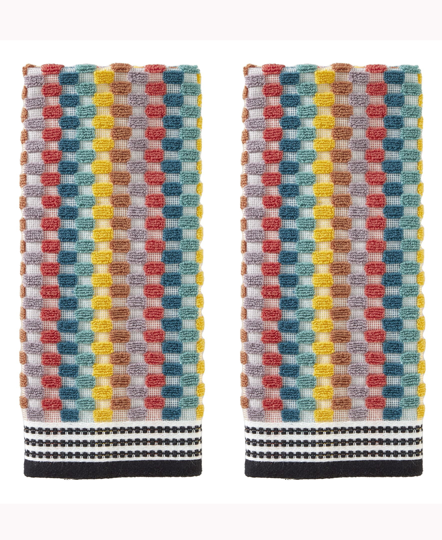 Multicolor Cotton Geometric Dobby Weave Hand Towel Set