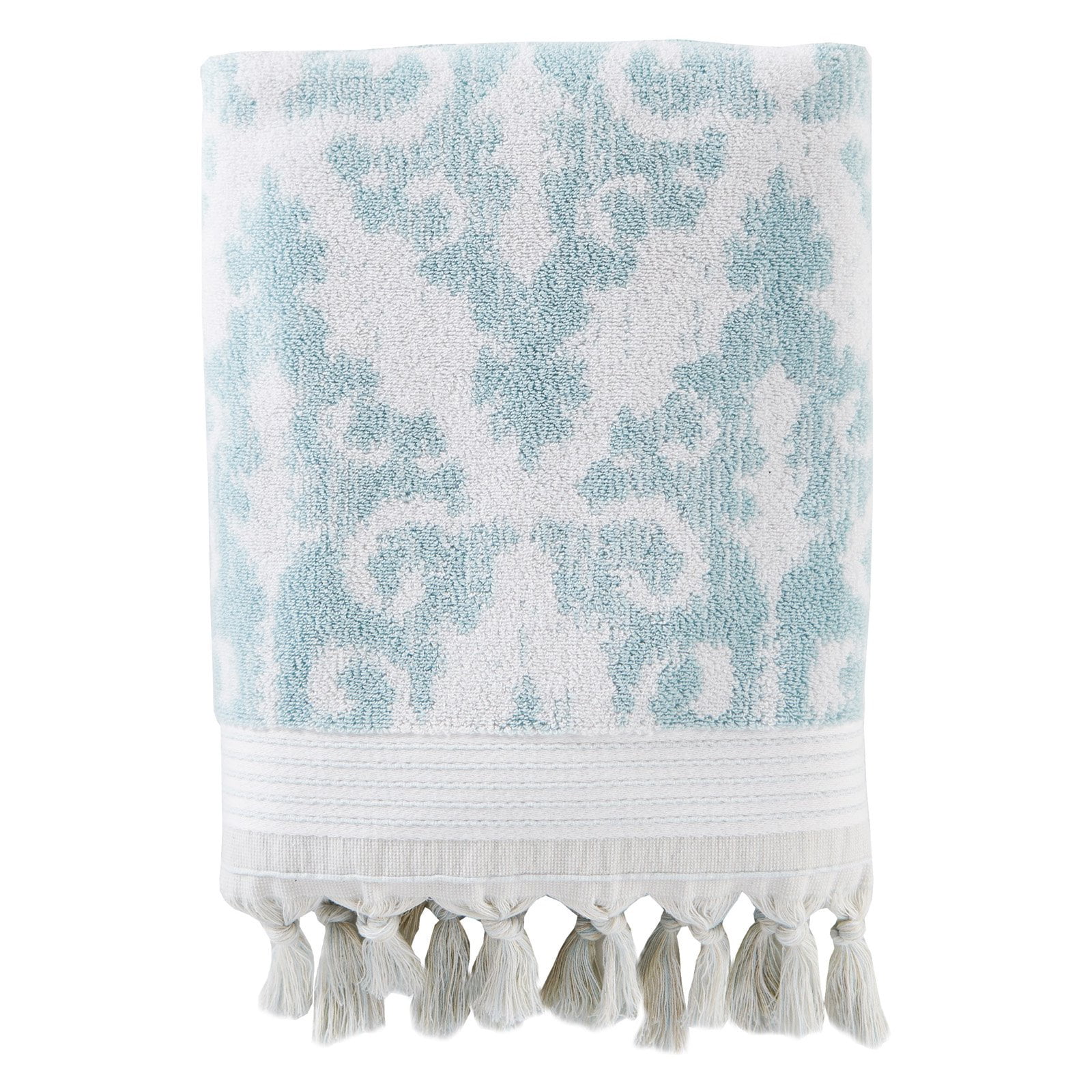 Aqua Turkish Cotton Hand Towel with Fringe