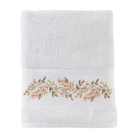 SKL Home Misty Floral Bath Towel, White, 27" x 50"