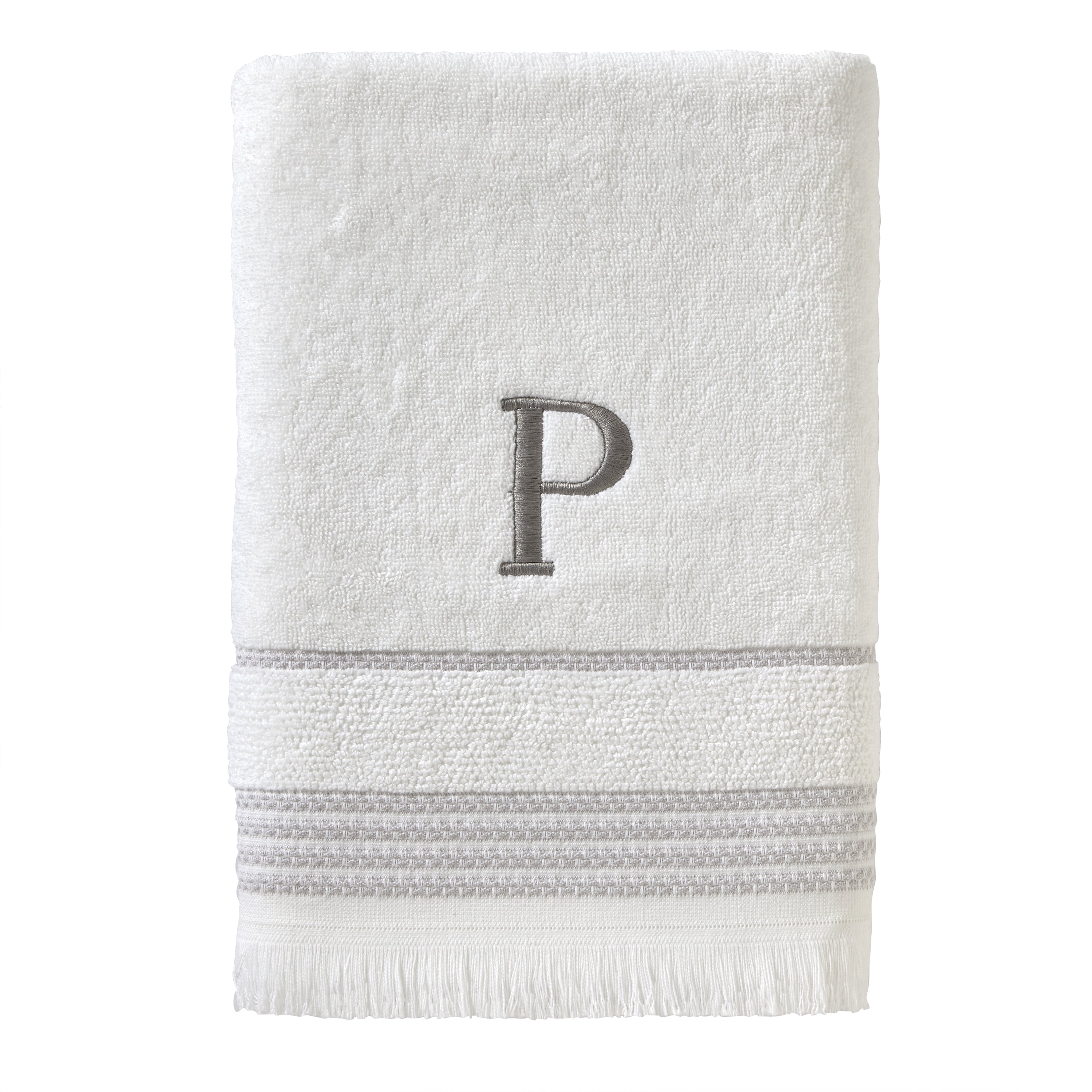 SKL Home Monogram Cotton Bath Towel, "P",  White