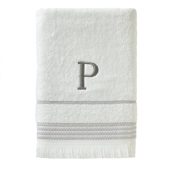 SKL Home Monogram Cotton Bath Towel, "P",  White
