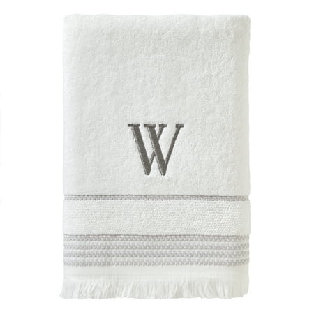 SKL Home Monogram Cotton Bath Towel, "W", White