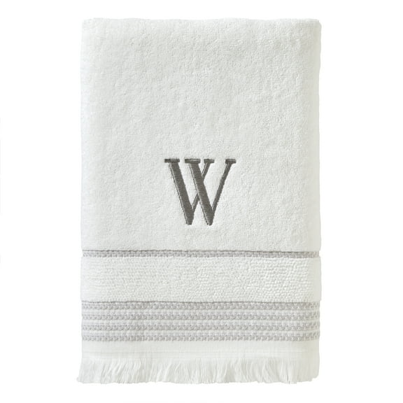 SKL Home Monogram Cotton Bath Towel, "W",  White