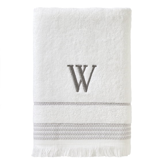 SKL Home Monogram Cotton Bath Towel, "W", White