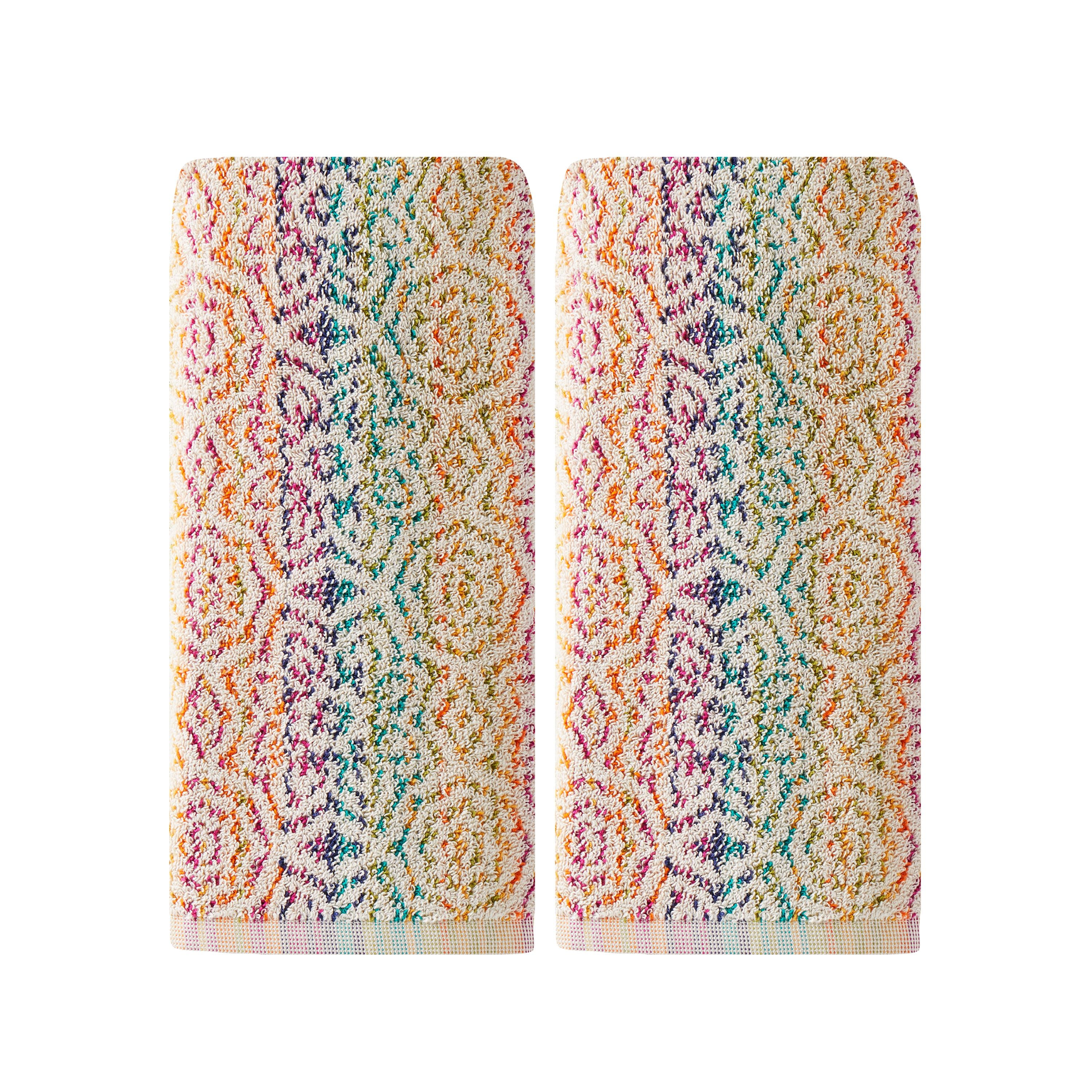 Rhapsody Multicolor Cotton Jacquard Hand Towel Set
