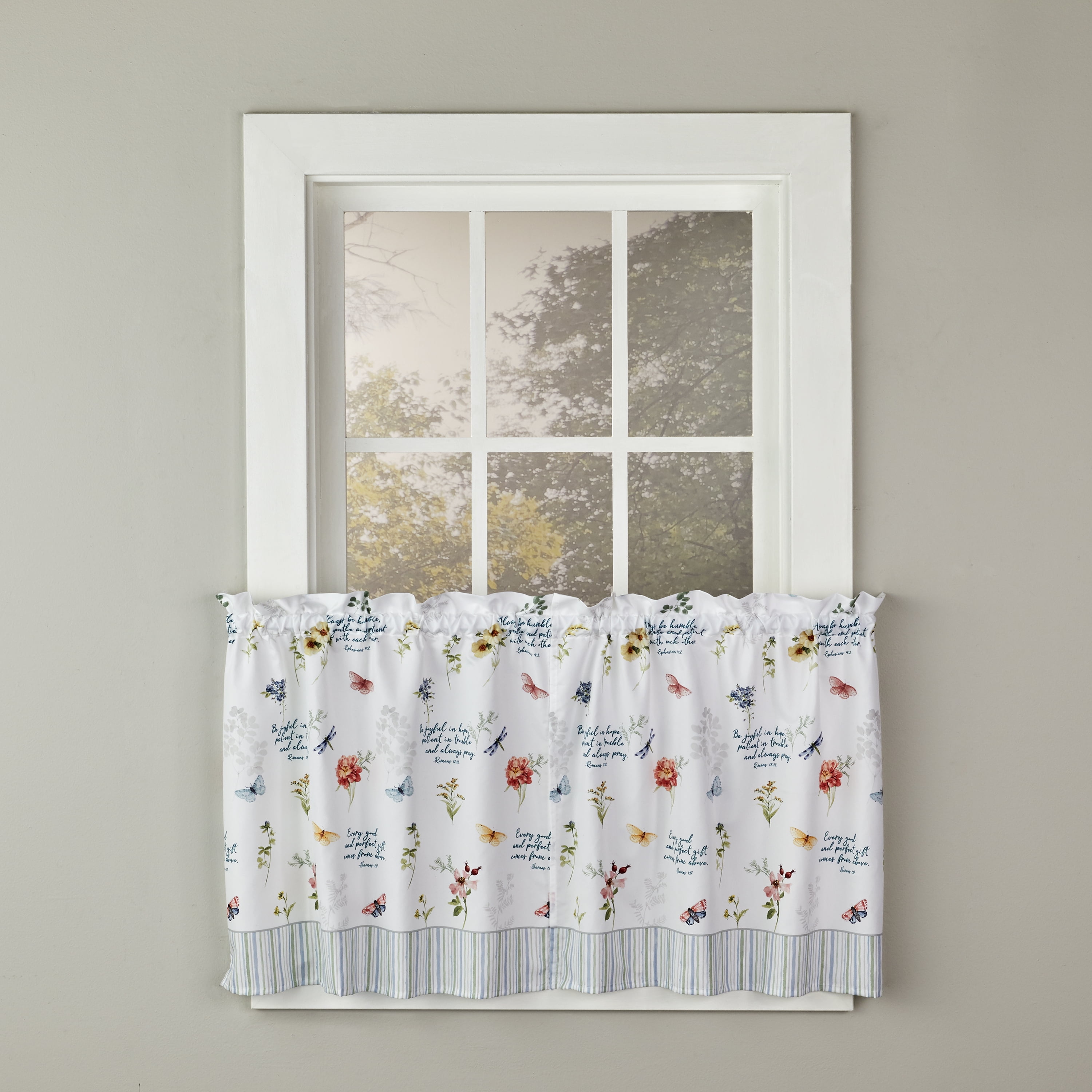 Inspirational Meadow Floral Light-Filtering Polyester Valance Pair