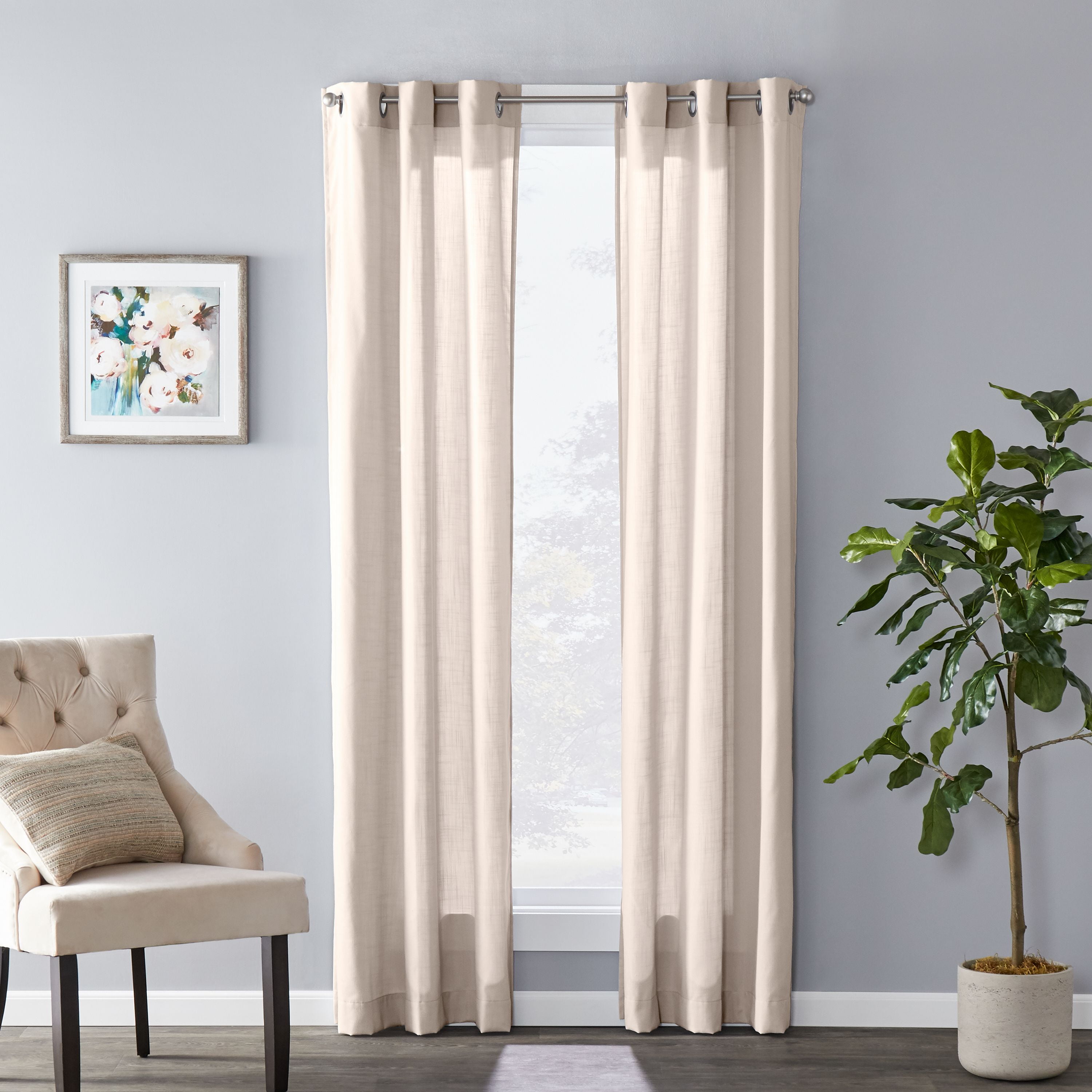 SKL Home Saturday Knight Ltd Raine Light Filtering Sophisticated SunSafe Window Curtain Panel - 40 x 84, Linen