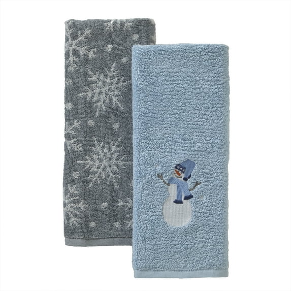SKL Home Snowman Sled 2 Piece Hand Towel Set
