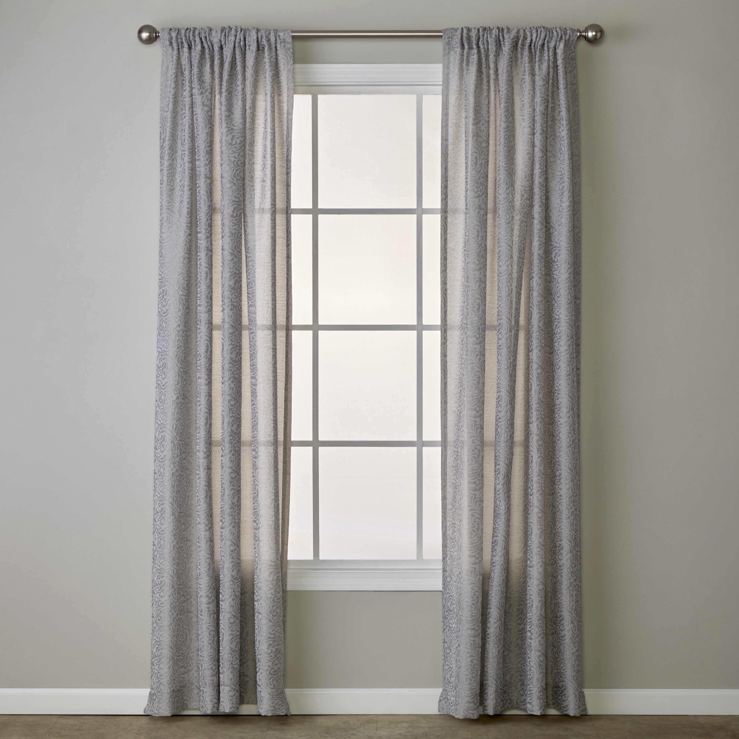 SKL Home Soft Swirl Curtain Panel, Gray, 56x84