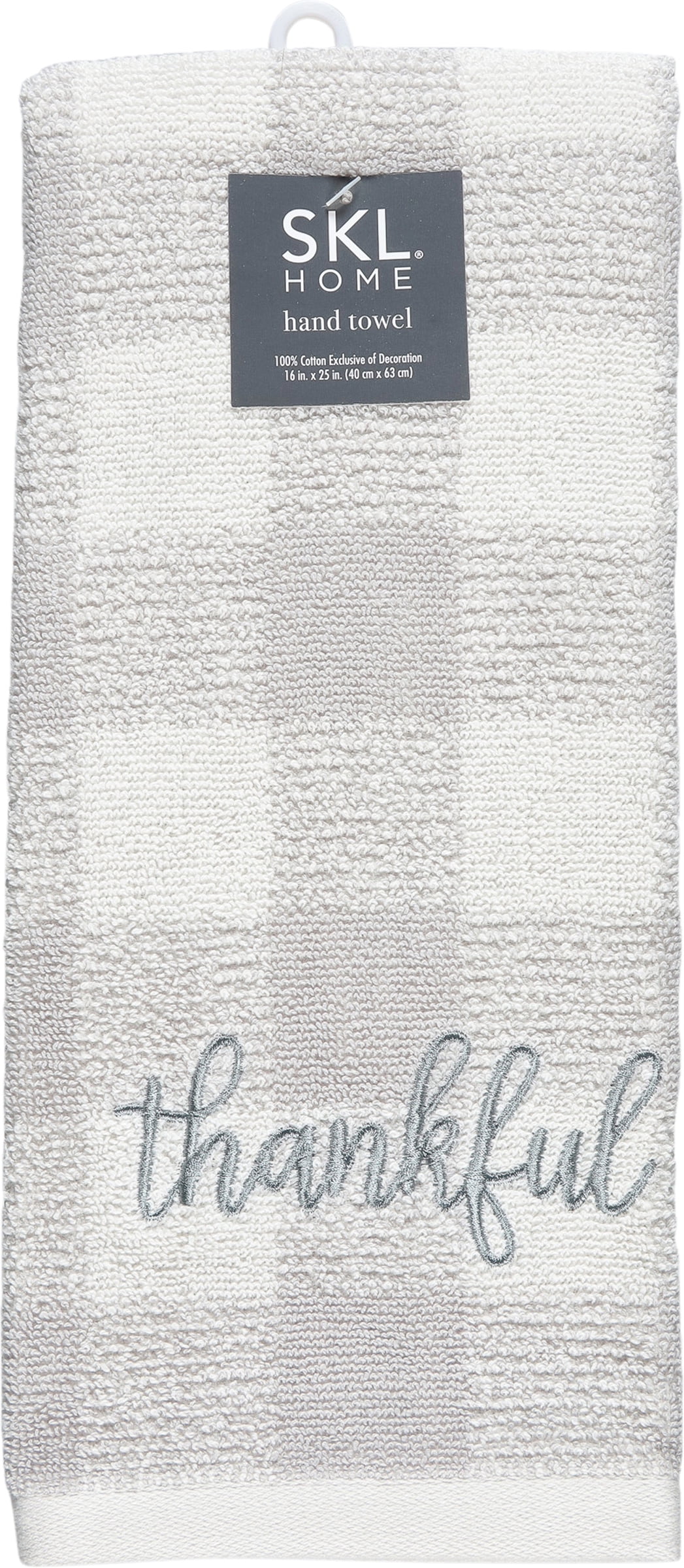 Thankful Plaid Gray and White Cotton Hand Towel Set