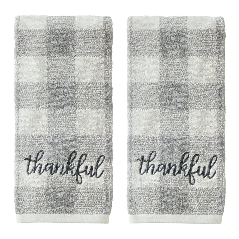 SKL Home Thankful Plaid Hand Towel (Set of 2)