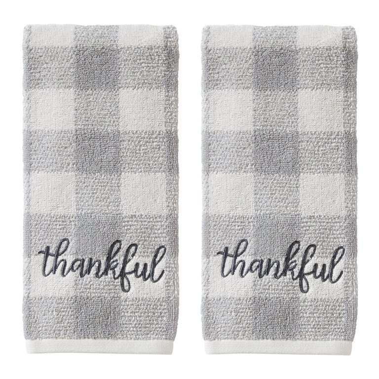 SKL Home Thankful Plaid Hand Towel (Set of 2)