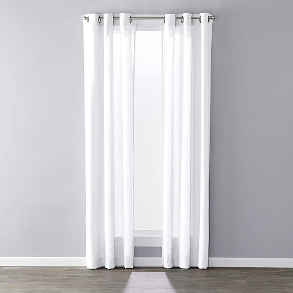 SKL Home Traditional White Grommet Light Filtering Window Curtain, 40 x 63 in