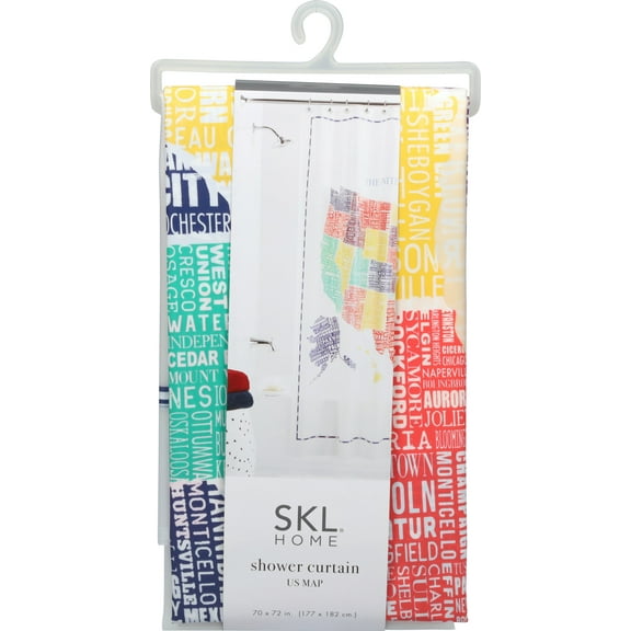 SKL Home United States Map Shower Curtain Multi Color 70" x 72"