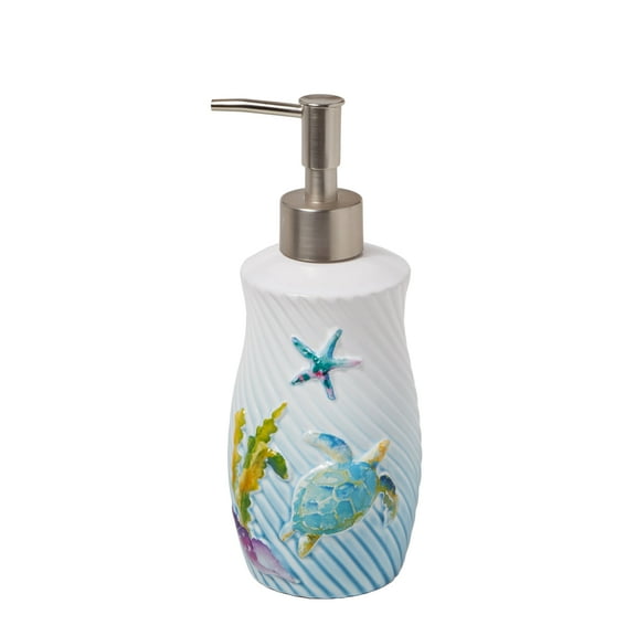 SKL Home Watercolor Ocean Lotion/Soap dispenser, Multicolor, 12.4 oz.