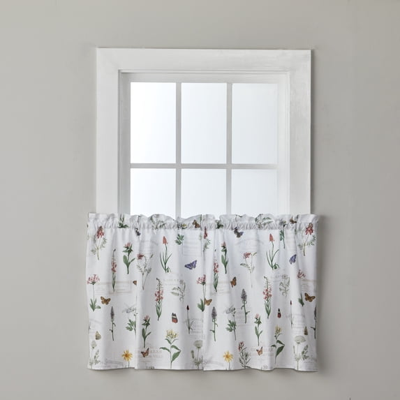 SKL Home Wildflower Script Tier Curtain Pair, Multi, 57x24