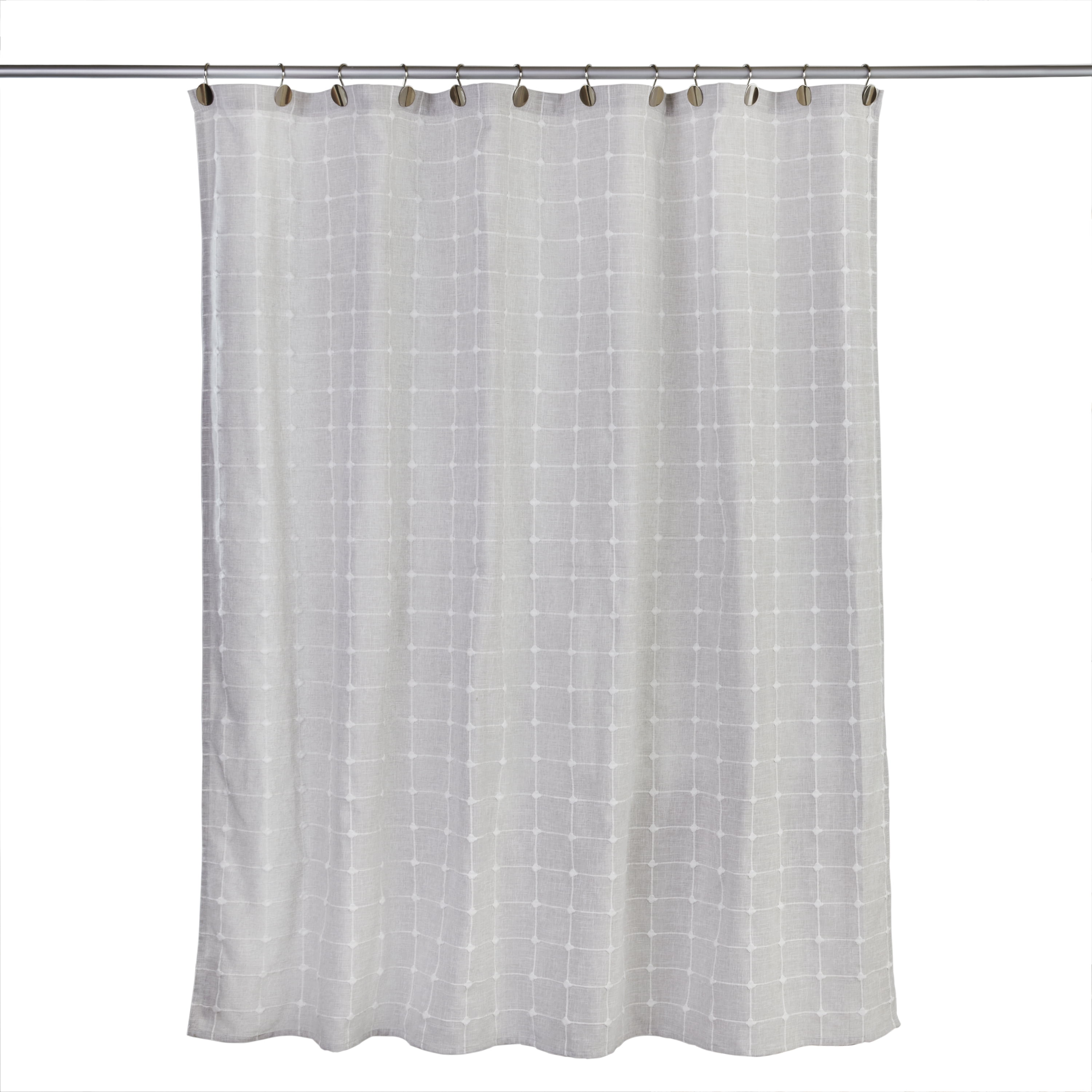 Neutral Windowpane Texture Fabric Shower Curtain 72" x 70"