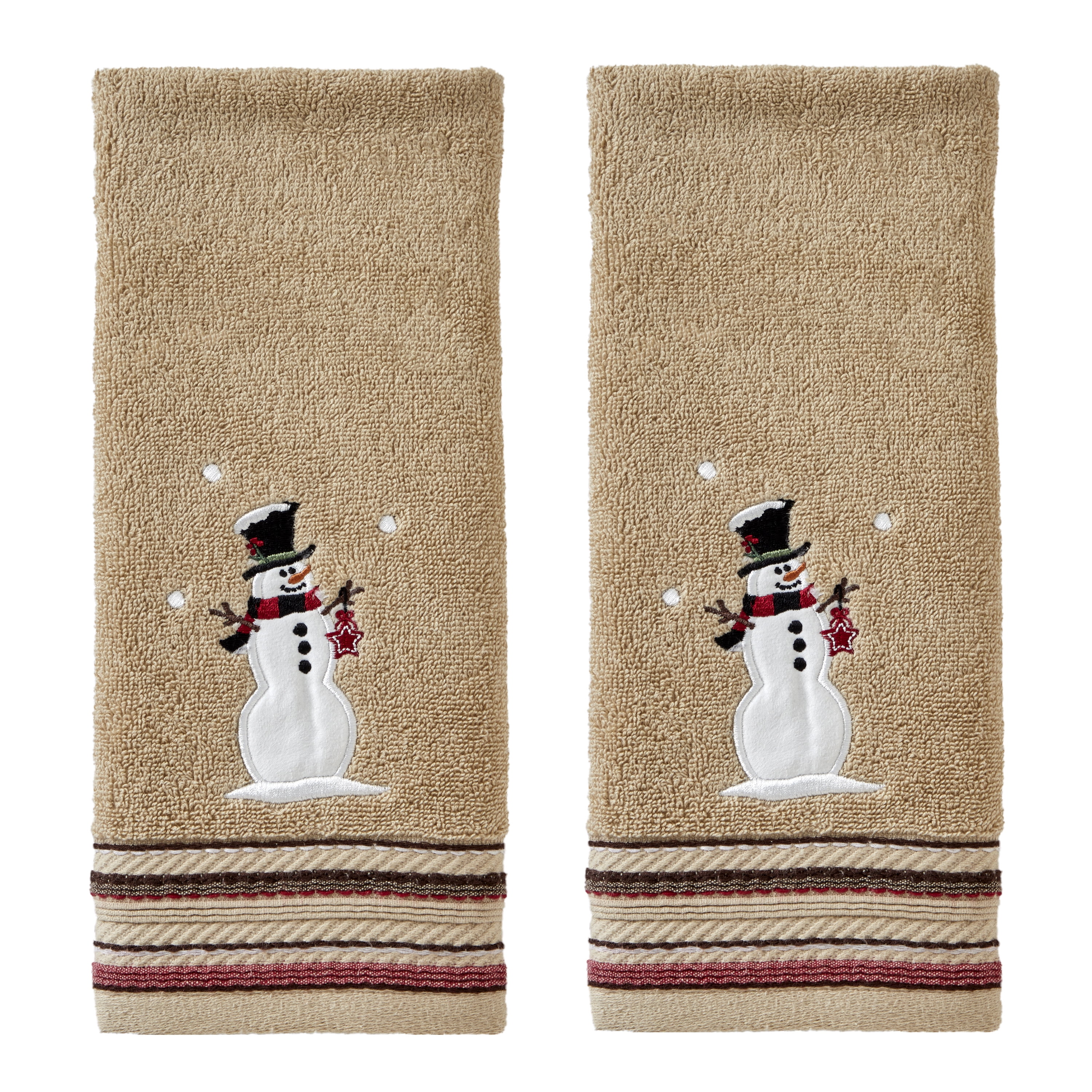SKL Home by Saturday Knight Ltd. Rustic Plaid Snowman 2 Piece Hand Towel in Wheat Walmart
