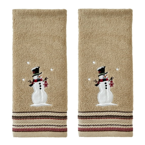 SKL Home by Saturday Knight Ltd. Rustic Plaid Snowman 2 Piece Hand Towel in Wheat
