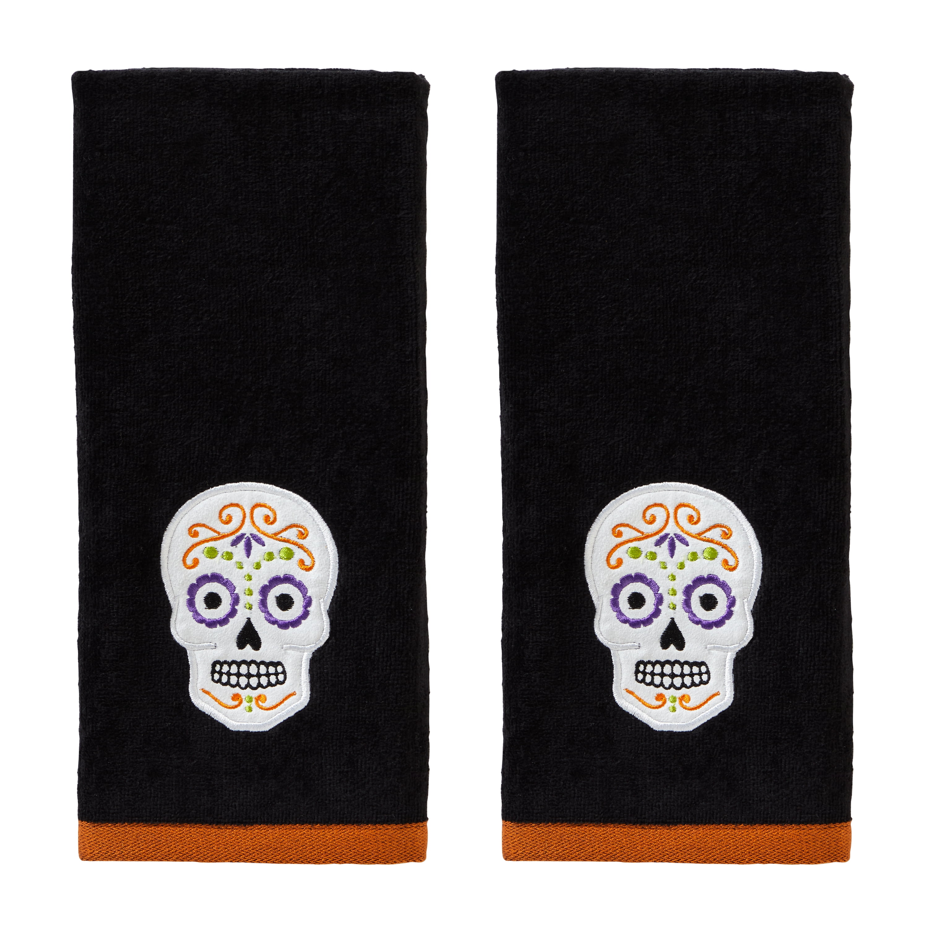 SKL Home by Saturday Knight Ltd. Sugar Skull 2 Piece Hand Towel Set in Black