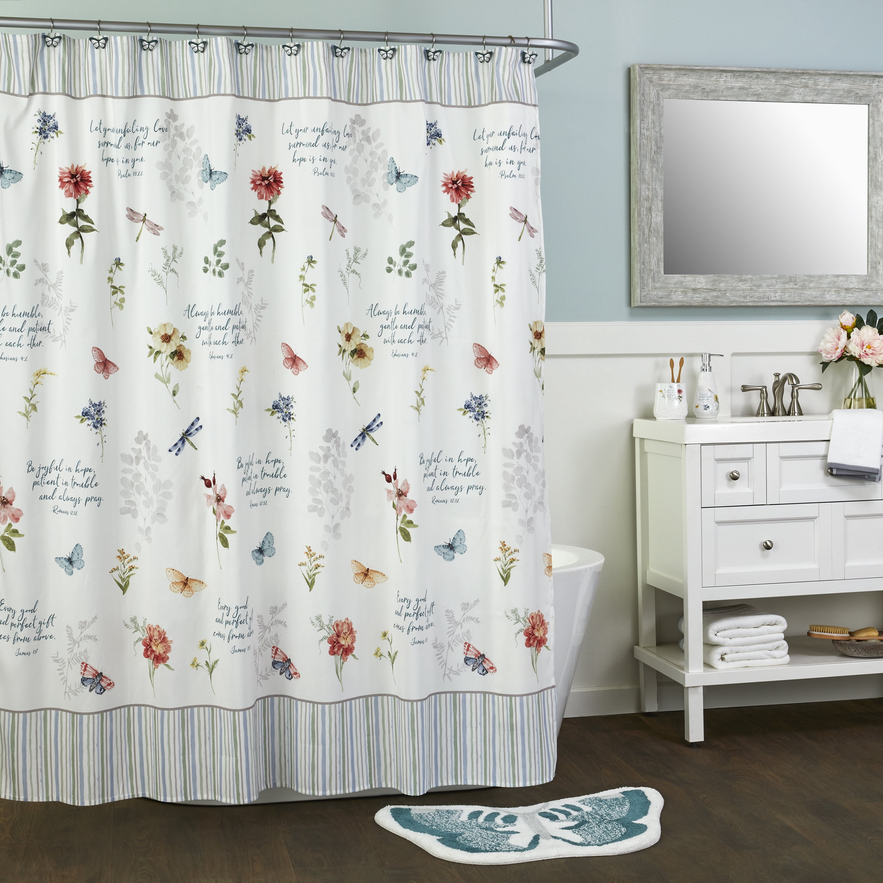 SKL Home inspirational Meadow Fabric Shower Curtain, 70" x 72 ...