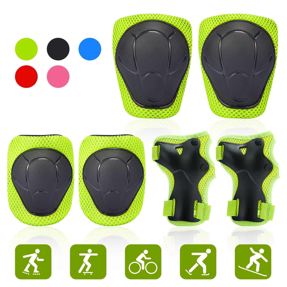 SKL Knee Pads 6 Pieces Kids Knee and Elbow Pads Wrist Guards for